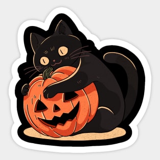 Pumpkin Embrace (black cat) Sticker